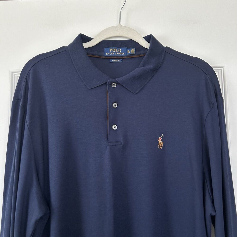 Polo Ralph Lauren Polo Shirt Mens XL Classic Fit Blue Long Sleeve Pony Casual
